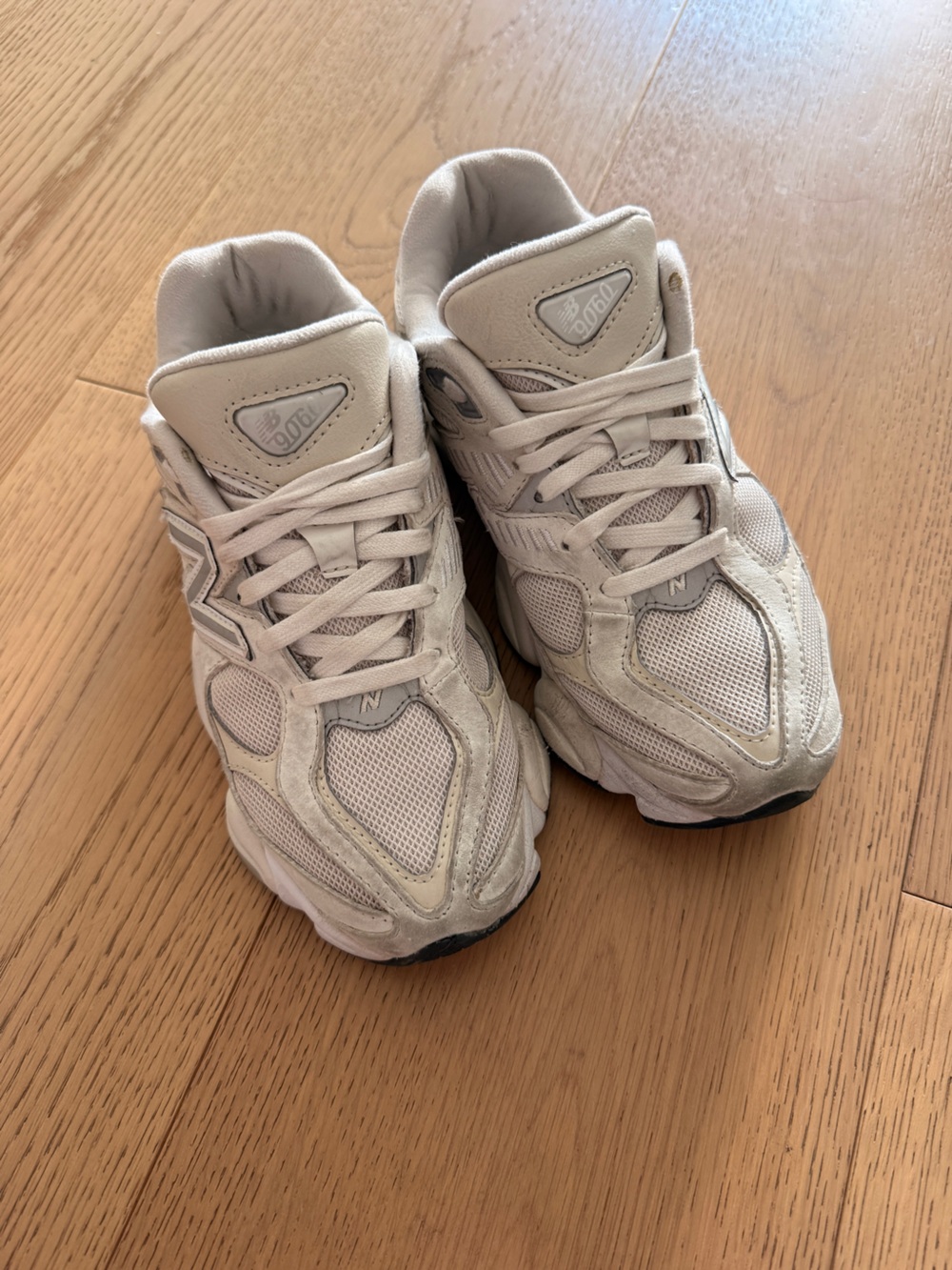 New Balance Off-White/Cream Suede & Mesh Sneakers